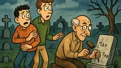 Ανέκδοτο: Δύο φίλοι μεσάνυχτα στο νεκροταφείο…