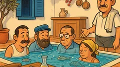 Ανέκδοτο: Πέντε φίλοι σε ταβέρνα στην Πεντάπολη…